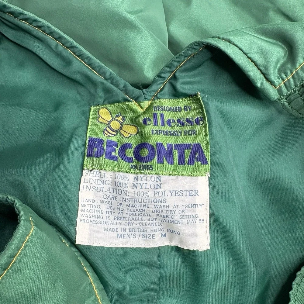 Beconta Men's Medium Green Orange Two Piece Coat Jacket 60s 70s‎ Snow Bib VTG